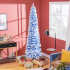 HOMCOM - Arbre de Noël artificiel fin floqué de neige artificielle 7.5pi-Sapin de Noël artificiel dans un style d'arbre réaliste 