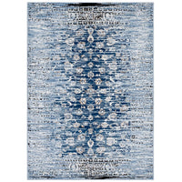 Modway Chiara Distressed Floral Lattice Contemporary Area Rug - 8 ft W x 10 ft L - Moroccan Blue-Distressed Floral Lattice Area Rug