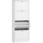 HOMCOM Shoe Cabinet with 4 Flip Drawers & Adjustable Shelves - White-Four flip drawers store 18-24 pairs of shoes with max size CA 11