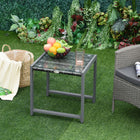 Outsunny - Table basse en rotin avec plateau en verre trempé et cadre en aluminium pour extérieur, jardin, gris-Structure en rotin PE avec un cadre en aluminium pour un soutien supplémentaire  