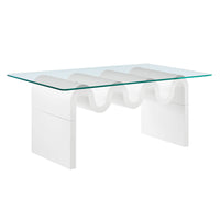Modway Ondine Glass Top Coffee Table - White-Unique Wave-like Shape