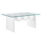 Modway - Ondine Plateau en verre Table basse - Blanc-Forme ondulatoire unique