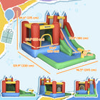 Outsunny Kids Bouncy House Inflatable Toys Pool Water Slide Trampoline with Inflator - 10.8' L x 8' W x 7' H - Multicoloured-The water gun for more fun 