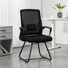 HOMCOM Reception Chair with Lumbar Support and No Wheels - Black-Foam-filled cushion distributes hip and thigh pressure evenly