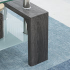 HOMCOM Rectangle Glass Coffee Table with Glass Top - Grey-Materials: Tempered Glass, MDF, Stainless Steel