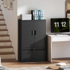 HOMCOM - Armoire de rangement en métal avec serrures - noir-Le tiroir comprend des barres de suspension réglables, adaptées aux dossiers format A4, lettre, légal et F4 