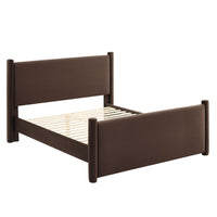 Modway Rael Performance Velvet Queen Platform Bed - Chocolate Brown-Stain-Resistant Performance Velvet Upholstery