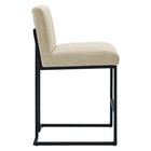 Modway Indulge Channel Tufted Fabric Counter Stools - Beige - Set of 2-Non-Marking Foot Caps