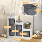 Qaba Toy Storage Organizer with 6 Plastic Bins - White-Space-saving design fits efficiently in small rooms 