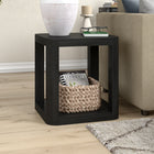 Hudson&Canal Stellan 20"W Square Side Table - Black Grain-Finished in wood-look black grain