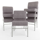 Chaise d'église de la série HERCULES de 21 po de largeur en tissu gris avec étagère à livres - Cadre veine d'argent-Finition du cadre en veine d'argent