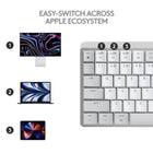Logitech MX Mechanical Mini for Mac Minimalist Wireless Illuminated Keyboard - Tactile Quiet Keys - Pale Grey-1,02 " H (including keycaps) 12,2" W 5,17 " D