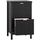 HOMCOM 2-Drawer Letter/A4 Filing Cabinet - Black-Boasts a modern style with wavy panels, elevating your home office decor
