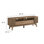 Modway Eudora 60" TV Stand - Walnut-Hinged Corner Doors
