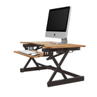 Rocelco 32" Ergonomic Adjustable Height Sit Stand Desk Riser with Easy Up-Down Handles - Teak-Grommet for cable management or for mounting 1 or 2 monitor arms on your workspace