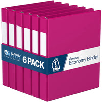 Davis Group Super économie, Reliure à anneaux en “D” inclinés 1 po, paquet de 6 – Rose-3 Reliure À Anneaux