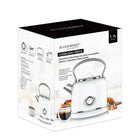 JS Gourmet - Bouilloire électrique Retro Collection 1,7 L en acier inoxydable - Blanche-Corps en acier inoxydable