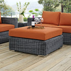 Modway Summon Outdoor Patio Sunbrella Square Ottoman - Canvas/Tuscan-Round Synthetic Rattan Weave