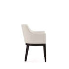 Manhattan Comfort - Fauteuil de salle à manger moderne Gansevoort 57 cm, revêtement en similicuir crème, avec accoudoirs-Hauteur d’assise 49,5 cm
