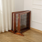 PawHut - Barrière pour animaux en bois autoportante avec 6 panneaux, 2 pieds de support - café-Couleur : Café 