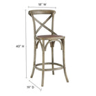 Modway Gear Counter Stool - Grey-Elm Wood Construction