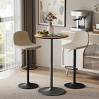 HOMCOM Round Bar Table for 2, Easy Assembly for Home Bar Cocktail Bistro - Natural Wood-Minimalist design complements modern decor styles