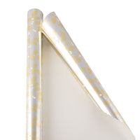 JAM Paper Christmas Wrapping Paper - 12 Sq Ft - Gold & Silver Holly -Gold & Silver Holly Design