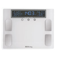 BIOS Living Premium Digital Body Fat Scale -Measures: 1. Body weight 2. Body water % 3. Muscle 4. BMI 5. Body fat % 6. Bone Weight 7. Calorie Consumption (kCAL)