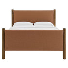 Modway Maven Full Size Vegan Leather Upholstered Platform Bed - Tan Walnut-Wood Slat Support