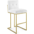Modway Privy Gold Stainless Steel Upholstered Fabric Bar Stool - Gold White - Set of 2-Gold Stainless Steel Geometric Base