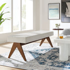Modway Lyra 63" Fabric Upholstered Bench - Ivory-Rubberwood Legs