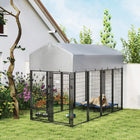PawHut - Chenil pour chien, enclos robuste en fil métallique soudé - 8 pi L x 4 pi l x 6 pi - argenté-Housse en tissu Oxford à utiliser pendant les journées chaudes et ensoleillées 