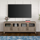 Hudson&Canal Holbrook TV Stand for TV's up to 75" - Antiqued Grey Oak-Constructed of sturdy MDF and glass materials in a handcrafted antiqued gray oak finish
