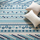 Modway - Reflect Cadhla Treillis Géométrique Abstrait Vintage Tapis intérieur et extérieur de 5 pi l x 8 pi L - Ivoire et bleu-Dessous en caoutchouc de prise