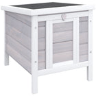 PawHut 17" Wooden Rabbit Hutch with Run and Tray - Grey-Solid fir wood construction with waterproof textured asphalt shingle for durable use 