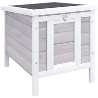 PawHut - Clapier à lapin en bois avec enclos, bac, gris - 20 po L x 16,5 po l x 17 po H-Construction solide en bois de sapin avec bardeau d'asphalte texturé et imperméable pour une utilisation durable 