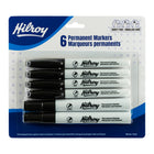 Hilroy Permanent Markers Variety Pack - Low Odour Ink - Black - 2 Chisel - 2 Fine - 2 Ultra Fine - 6 Set-Black