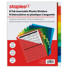Staples - Séparateurs en plastique amovibles avec pochette - 8 onglets - Colorés-Onglets insérables