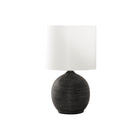 Monarch Specialties 16" H Table Lamp - Black Resin / Ivory / Cream Shade-Contemporary 16"h table lamp with a stylish beehive design textured finish base in trendy black resin, and a simple drum style ivory fabric shade to brighten a living room, bedroom, or office space