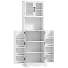 HOMCOM 71" H Kitchen Pantry Cabinet with 8 Door Shelves - White-Offers ample storage with two cabinets, eight door shelves and spacious countertop 