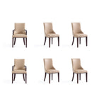 Manhattan Comfort - Ensemble de 6 chaises de salle à manger Shubert modernes, revêtement en similicuir et velours, coloris beige-Ensemble de 6 chaises de salle à manger modernes pour salle à manger et salle de conférence