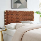 Modway - Sparta Weave Tête de lit complète murale en cuir végétalien - Brun naturel-Ossature en bois
