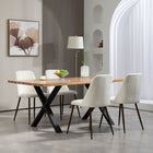 HOMCOM - Chaises de salle à manger en velours - blanc crème - ensemble de 4-Les pieds en acier à grain de bois massif avec traitement d’impression par transfert thermique vous offrent un soutien pour maintenir une position stable
