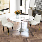 HOMCOM Dining Chairs, Upholstered in PU Leather for Kitchen - Cream White - Set of 2-Designed in a neutral colour with gold-finish feet that give it a modern style