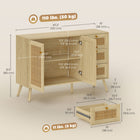 HOMCOM - Buffet en rotin 47,2 po L avec portes à fermeture douce - bois naturel-Une étagère réglable sur 3 niveaux à l’intérieur permet d’accueillir facilement des objets plus hauts 