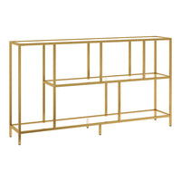 Hudson&Canal - Console Winthrop 52" de largeur avec étagères en verre - Laiton-Un design contemporain moderne pour votre entrée, votre salon, votre bureau et plus encore