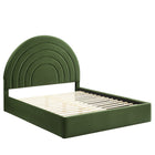 Modway Solana Arched Performance Velvet Queen Platform Bed - Moss Green-Stain-Resistant Performance Velvet Upholstery