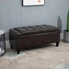 HOMCOM Storage Bench with Flip Top Ottoman - Brown-Flipping lid design makes it easy to open and put clutters into it;