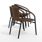 Flash Furniture - Chaise empilable de restaurant en rotin brun moyen pour intérieur et extérieur-Dossier courbé et bras intégrés