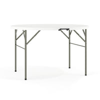 Flash Furniture 48" Round Bi-Fold Granite Plastic Banquet & Event Folding Table with Carrying Handle - White-Ready To Use Commercial Table